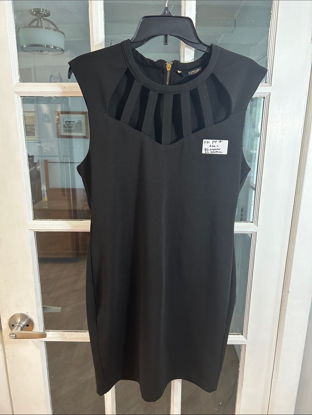 O51. Kardashian Kollection Black Cutout Yoke Sheath Dress